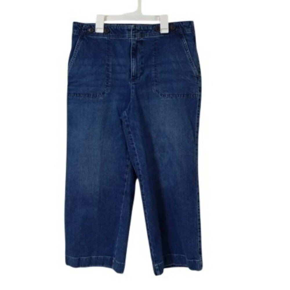 Talbots Jeans Wide-Leg Crop Size 12 Blue Womens